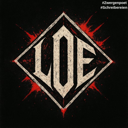 Schwarz-weiß-rotes Bandlogo, das eine Raute aus den Buchstaben L O E bildet.