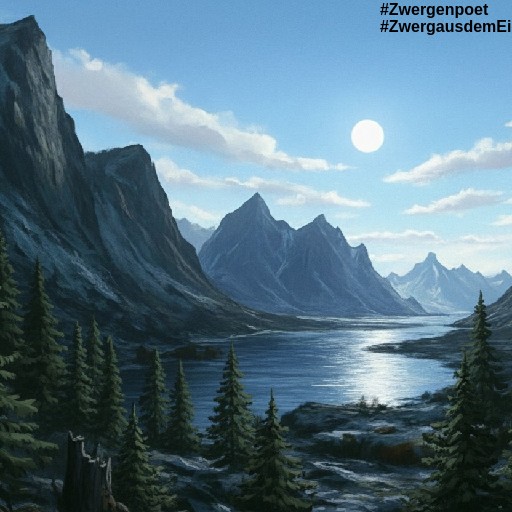 Eisige Bergregion in Norwegen, sp&auml;rlich mit Nadelb&auml;umen bewachsen. Ein langgestreckter See oder ein Fjord befindet sich zwischen den Gipfeln.