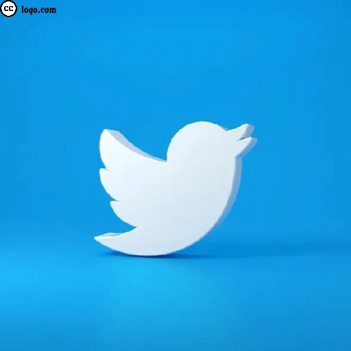 Das weiße Twitter-Vogellogo in 3D-Optik vor einem hellblauen Hintergrund.